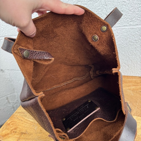 Portland Leather Goods Small Coldbrew Brown Pebbled Leather Tote Bag - Picture 11 of 13